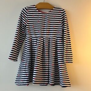 Joe Fresh Blue and White A-Line Long Sleeve Dress